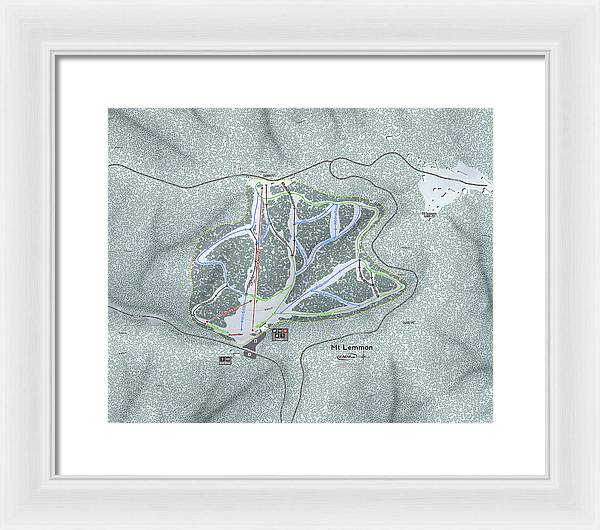 Mt Lemmon Ski Trail Map - Framed Print - Powderaddicts