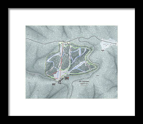 Mt Lemmon Ski Trail Map - Framed Print - Powderaddicts