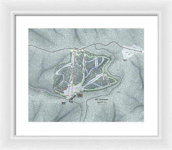 Mt Lemmon Ski Trail Map - Framed Print - Powderaddicts