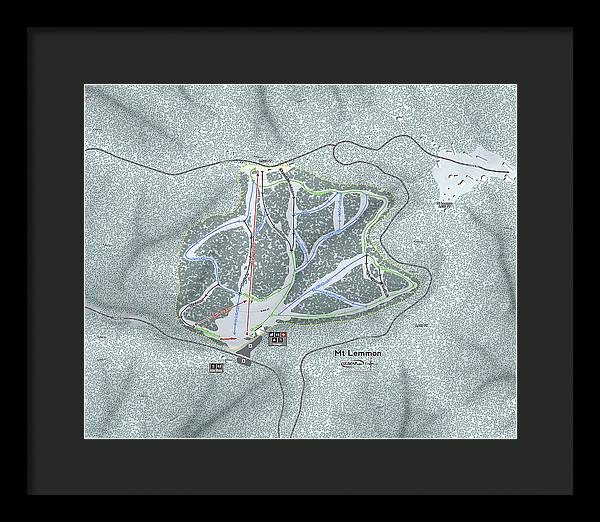 Mt Lemmon Ski Trail Map - Framed Print - Powderaddicts