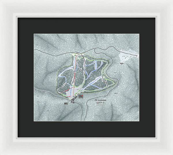 Mt Lemmon Ski Trail Map - Framed Print - Powderaddicts