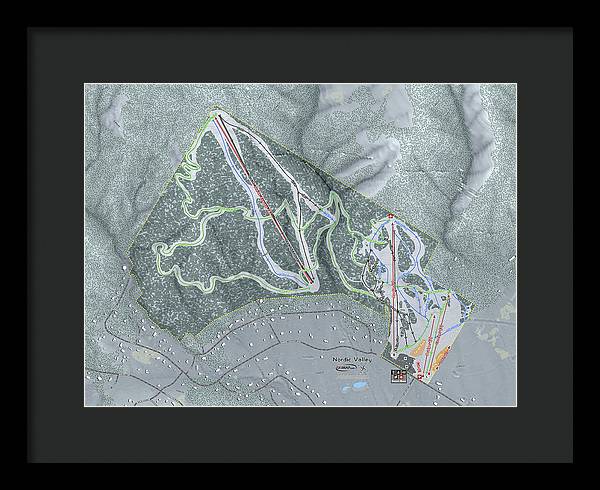 Nordic Valley Ski Trail Map - Framed Print - Powderaddicts