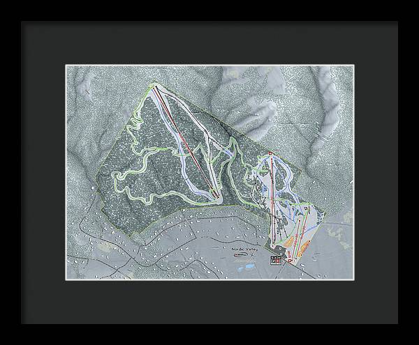 Nordic Valley Ski Trail Map - Framed Print - Powderaddicts