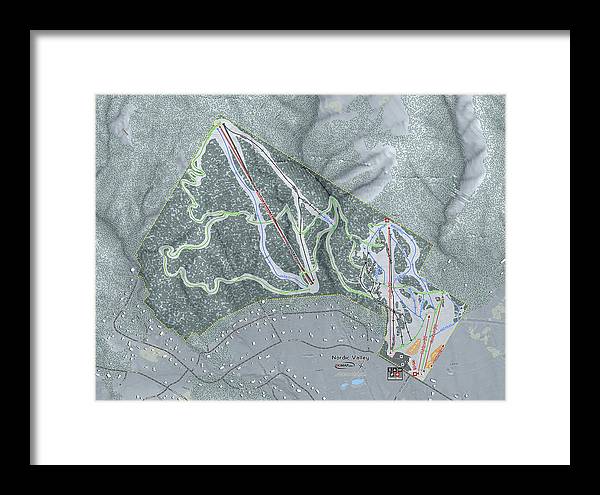 Nordic Valley Ski Trail Map - Framed Print - Powderaddicts