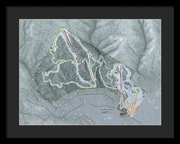 Nordic Valley Ski Trail Map - Framed Print - Powderaddicts