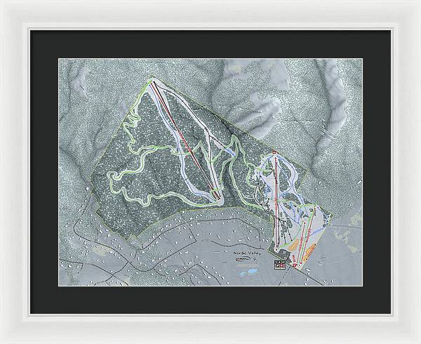 Nordic Valley Ski Trail Map - Framed Print - Powderaddicts