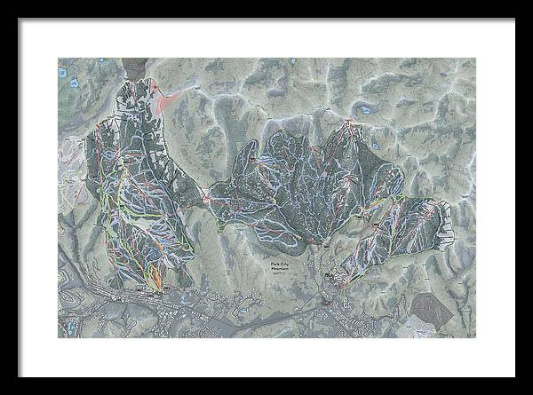 Park City Ski Trail Map - Framed Print - Powderaddicts