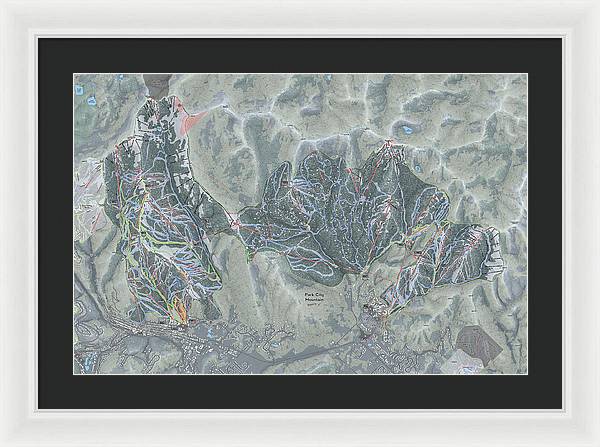 Park City Ski Trail Map - Framed Print - Powderaddicts