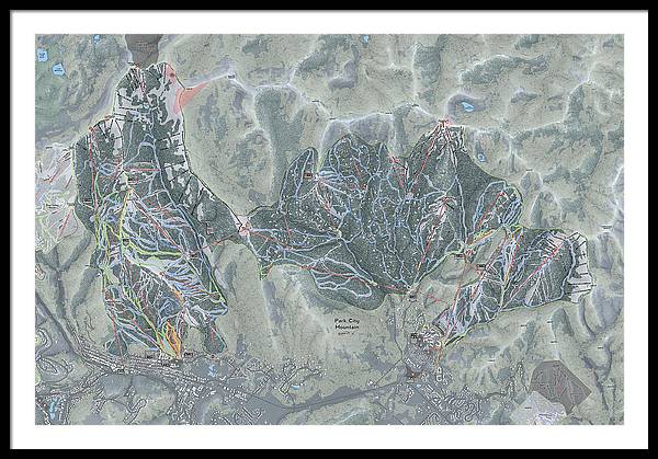 Park City Ski Trail Map - Framed Print - Powderaddicts