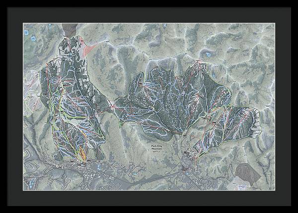 Park City Ski Trail Map - Framed Print - Powderaddicts