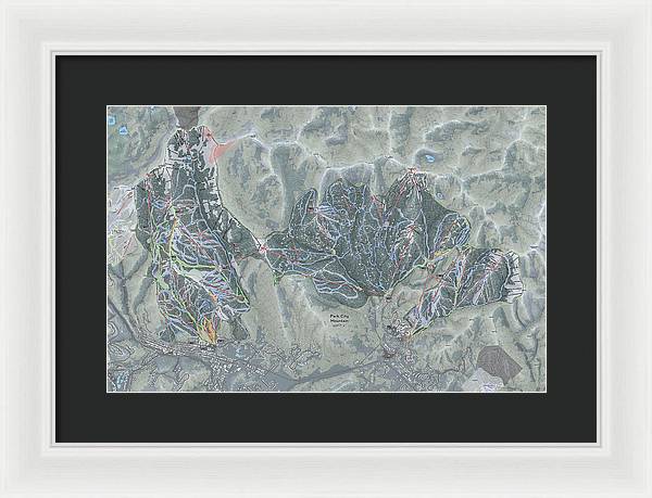 Park City Ski Trail Map - Framed Print - Powderaddicts