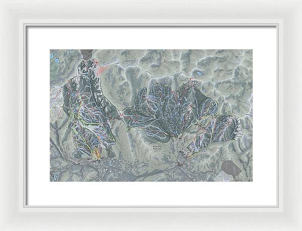 Park City Ski Trail Map - Framed Print - Powderaddicts