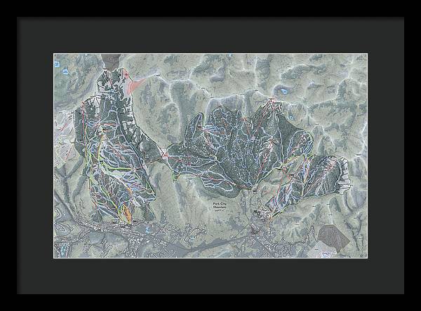 Park City Ski Trail Map - Framed Print - Powderaddicts