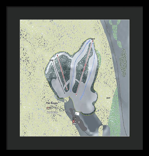 Paul Bunyan Ski Trail Map - Framed Print - Powderaddicts