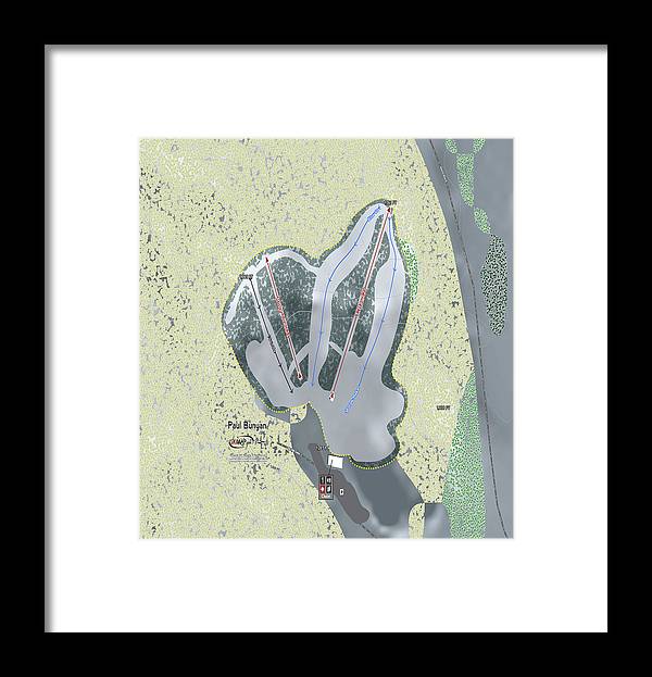 Paul Bunyan Ski Trail Map - Framed Print - Powderaddicts