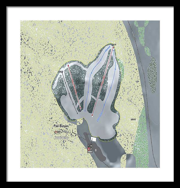 Paul Bunyan Ski Trail Map - Framed Print - Powderaddicts