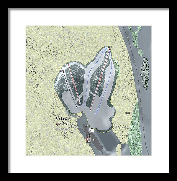 Paul Bunyan Ski Trail Map - Framed Print - Powderaddicts