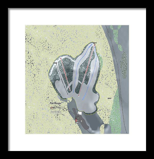 Paul Bunyan Ski Trail Map - Framed Print - Powderaddicts