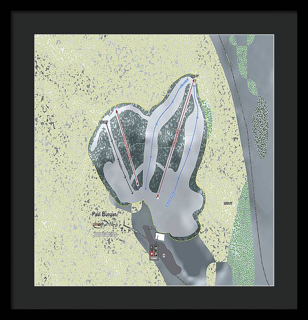 Paul Bunyan Ski Trail Map - Framed Print - Powderaddicts