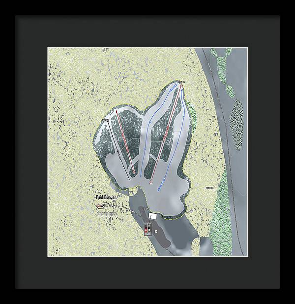 Paul Bunyan Ski Trail Map - Framed Print - Powderaddicts