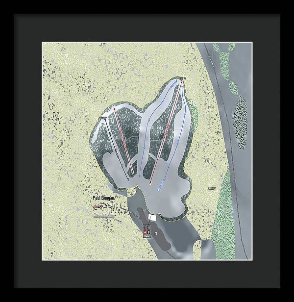 Paul Bunyan Ski Trail Map - Framed Print - Powderaddicts