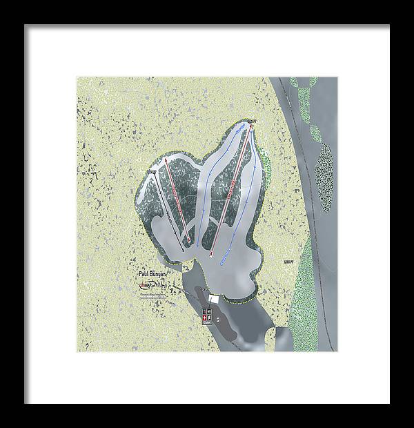 Paul Bunyan Ski Trail Map - Framed Print - Powderaddicts