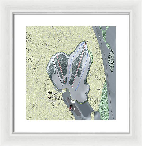 Paul Bunyan Ski Trail Map - Framed Print - Powderaddicts