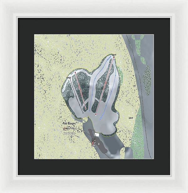 Paul Bunyan Ski Trail Map - Framed Print - Powderaddicts