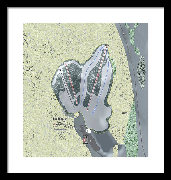 Paul Bunyan Ski Trail Map - Framed Print - Powderaddicts