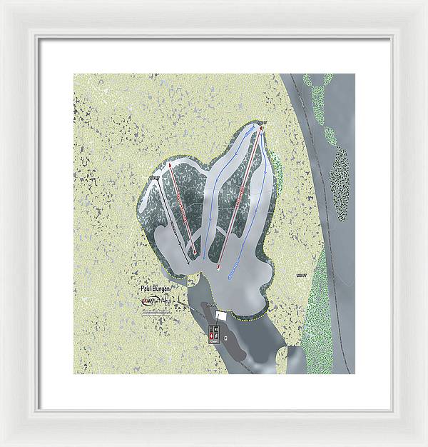 Paul Bunyan Ski Trail Map - Framed Print - Powderaddicts