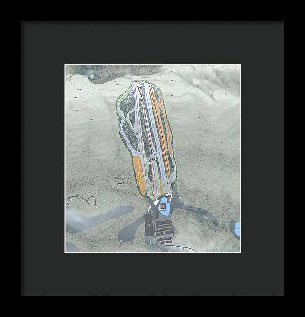 Powder Ridge Ski Trail Map - Framed Print - Powderaddicts