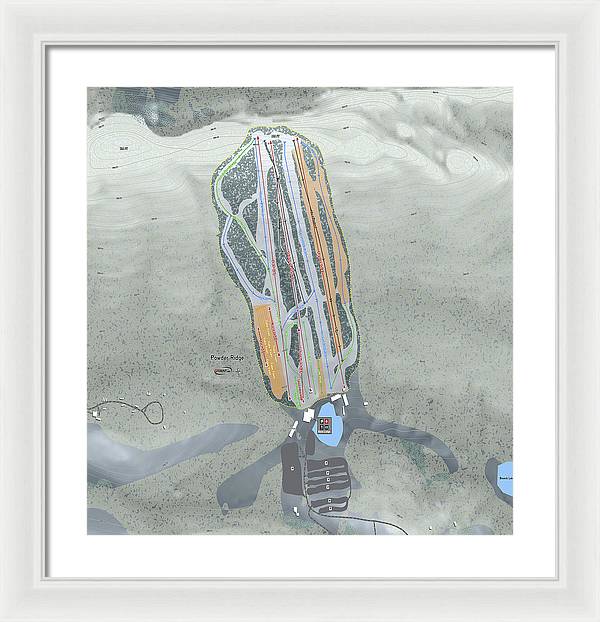 Powder Ridge Ski Trail Map - Framed Print - Powderaddicts