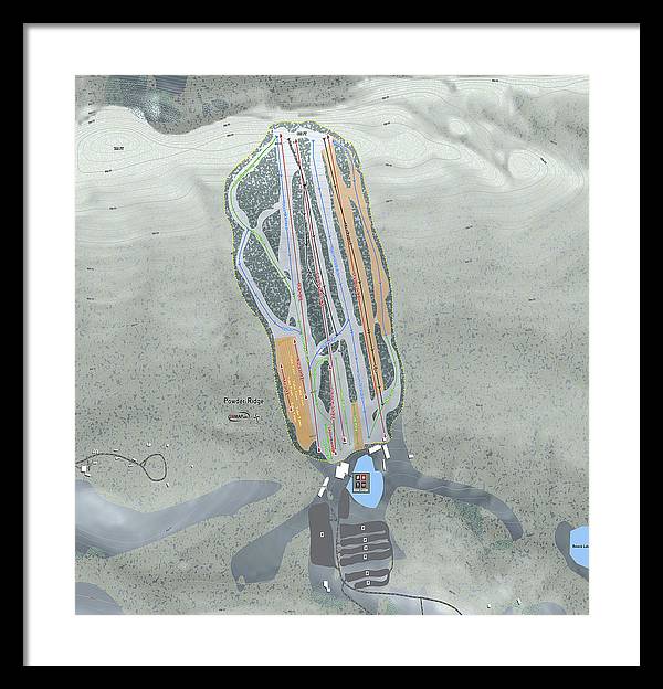 Powder Ridge Ski Trail Map - Framed Print - Powderaddicts