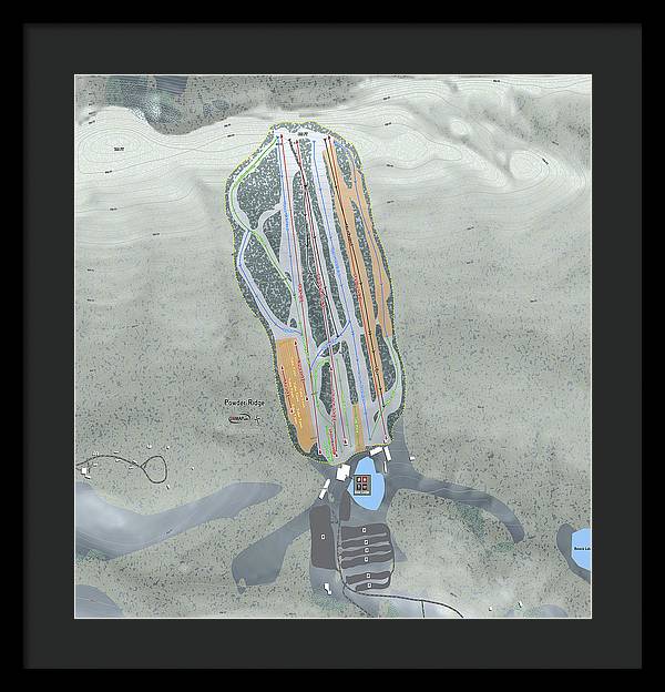 Powder Ridge Ski Trail Map - Framed Print - Powderaddicts