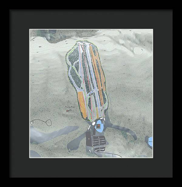Powder Ridge Ski Trail Map - Framed Print - Powderaddicts