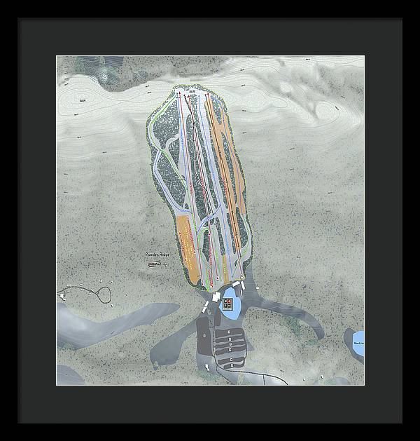 Powder Ridge Ski Trail Map - Framed Print - Powderaddicts