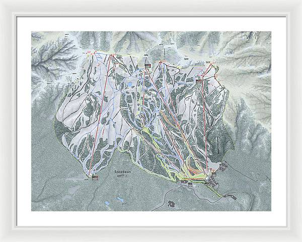 Snowbasin Ski Trail Map - Framed Print - Powderaddicts