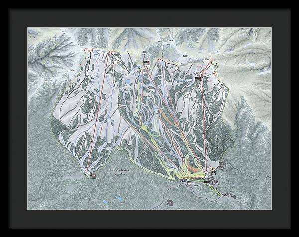 Snowbasin Ski Trail Map - Framed Print - Powderaddicts