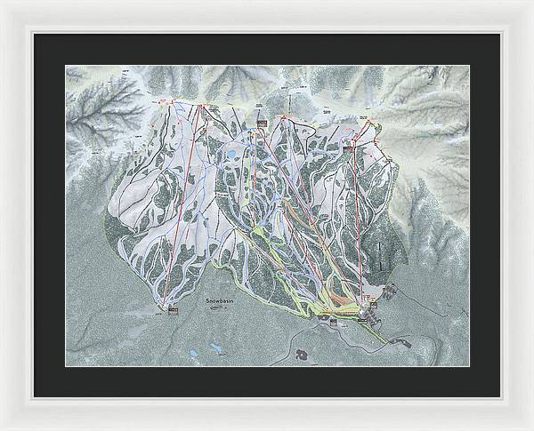 Snowbasin Ski Trail Map - Framed Print - Powderaddicts