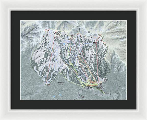 Snowbasin Ski Trail Map - Framed Print - Powderaddicts