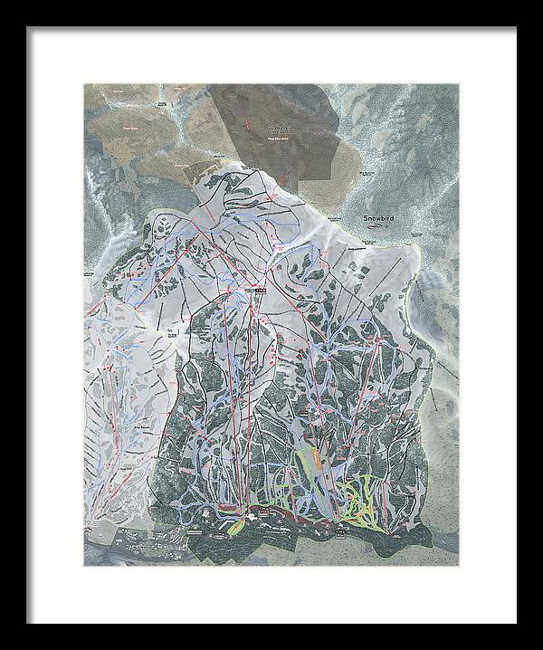 Snowbird, Utah Ski Trail Map - Framed Print - Powderaddicts