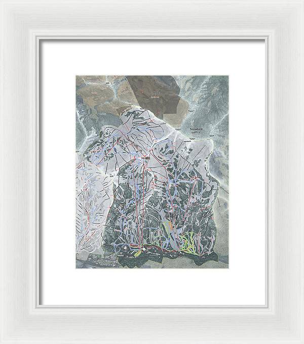 Snowbird, Utah Ski Trail Map - Framed Print - Powderaddicts