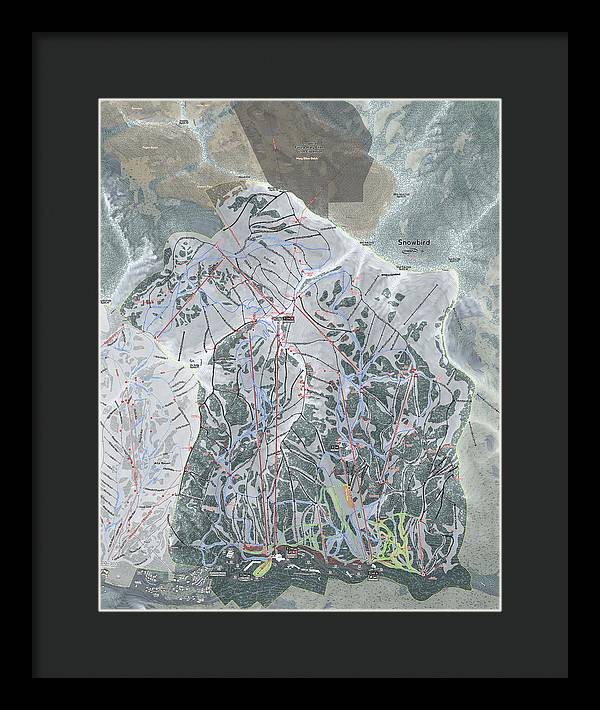 Snowbird, Utah Ski Trail Map - Framed Print - Powderaddicts