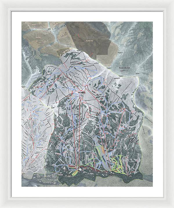 Snowbird, Utah Ski Trail Map - Framed Print - Powderaddicts