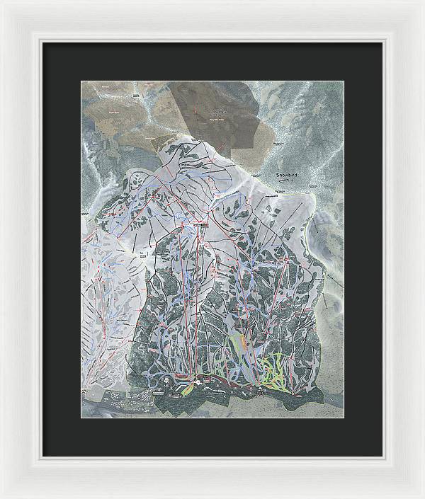 Snowbird, Utah Ski Trail Map - Framed Print - Powderaddicts