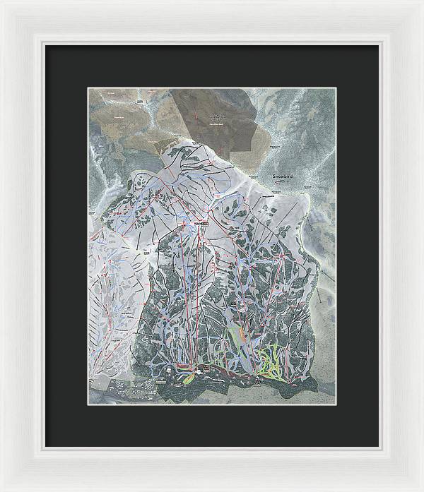 Snowbird, Utah Ski Trail Map - Framed Print - Powderaddicts