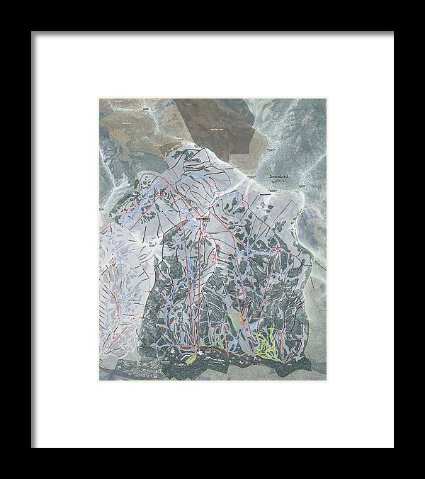 Snowbird, Utah Ski Trail Map - Framed Print - Powderaddicts