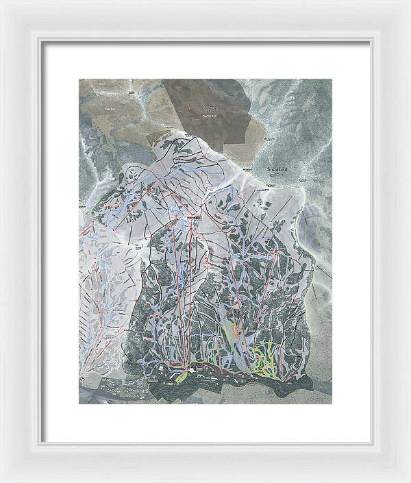Snowbird, Utah Ski Trail Map - Framed Print - Powderaddicts