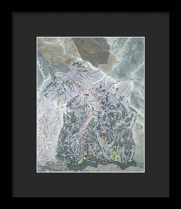 Snowbird, Utah Ski Trail Map - Framed Print - Powderaddicts