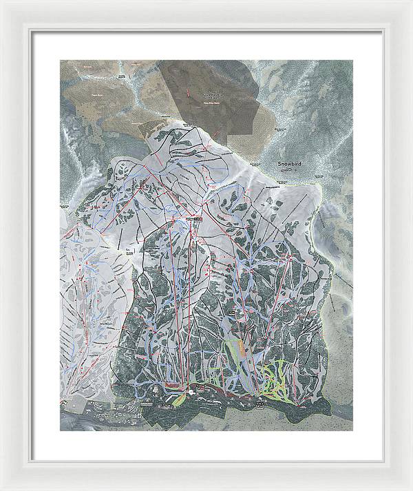 Snowbird, Utah Ski Trail Map - Framed Print - Powderaddicts